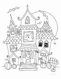 This cute and slightly spooky haunted house coloring page is perfect for adults or kids. Haunted House Haunted House Drawing Haunted House Coloring Page House Drawing
