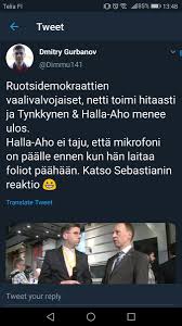 Perussuomalaisilla on meneillään mediatilaisuus, jossa hän kertoi asiasta. Jussi Halla Aho On Twitter Mita Dimmu Sanoo Han On Blokannut Minut