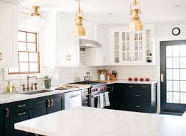 Black Lower Cabinets With White Upper Cabinets I Like That They Go All The Way To The Ceiling Kitchen Renovation Home Kitchens Kitchen Remodel