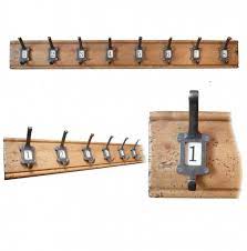 School Label Frame Coat Hooks On Distressed Pine Board 30 6 Hooks Antique Repro X1 Hat And Coat Hooks School Label Coat Hooks