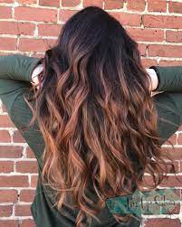 This Copper Balayage With A Dark Root Is By Shelby Brown Hair Balayage Light Brown Hair Copper Balayage