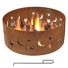 Having rusts in your fire pits is not safe at all. Moon Stars 30 Inch Round Steel Outdoor Fire Pit With Rust Like Finish Fastfurnishings Com