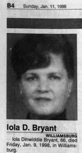 Iola Williams Dinwiddie Bryant (1931-1998)