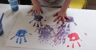 Handprint Color Mixing In Preschool Color Mixing Teaching Colors Preschool Colors