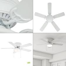 This fan disappears into a white ceiling and with 5 blades, iy gives plenty of air movement. White Ceiling Fan With Light Kit Hugger 52 In Indoor Led 5 Blades Flush Mount Ceiling Fans Home Garden Worldenergy Ae