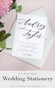 Modern Script Calligraphy Wedding Invitation Editable Etsy Wedding Invitations Printable Templates Diy Printable Wedding Invitations Printable Wedding Invitations
