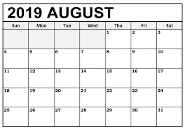 Blank August 2019 Calendar Template Calendar Printables Calendar Word Printable Calendar Template
