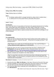 The worksheet activity to the class. Using A Story Miko The Monkey Lesson Plan English Online