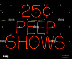 peep show fluorescent light red lights lighting sex industry shows adult  porn sign xxx smut pornography strip dance dancing Stock Photo - Alamy