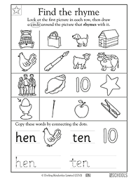 What Rhymes With Hen In This Coloring Worksheet Your Child Identifies The Pictures Of Words Rhyming Words Preschool Reading Kindergarten Worksheets Printable