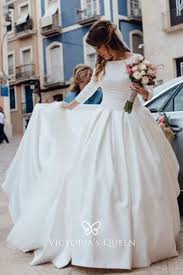 Check out our satin ball gown selection for the very best in unique or custom, handmade pieces from our dresses shops. White Satin Three Quarter Sleeve Wedding Ball Gown Wedding Dress With Pockets Ball Gown Wedding Dress Long Sleeve Satin Wedding Dress
