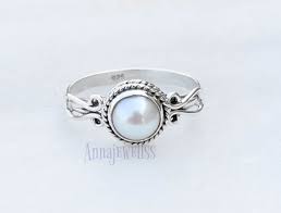 Stacks & stones gemstone sterling silver stack ring. Pearl Ring Sterling Silver Ring Pearl Stone Ring Girls Gift Etsy