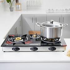 Check that the spacing between the burners is enough for cooking with two utensils simultaneously like pressure cooker and kadai. Gk6759 Triple Burner Gas Cooker With Tempered Glass Top
