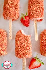 Strawberry Shortcake Ice Cream Bars Just Like The Ones You Had Growing Up E Ice Cream Bar Recipe Homemade Strawberry Shortcake Strawberry Shortcake Ice Cream