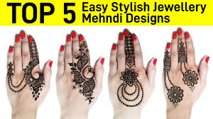 Top 5 Stylish Jewellery Henna Mehndi Designs 5 Most Beautiful Mehendi Simple Easy Mehdi Ka Design In 2020 Henna Hand Tattoo Hand Tattoos Mehndi Designs