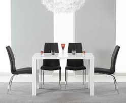 Art deco chrome finish dining room rectangular black glass table chairs set ic73. Atlanta 120cm White High Gloss Dining Table With Cavello Chairs