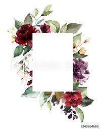 Butterflies on flowers and meadow grass. Card Watercolor Invitation Design With Burgundy And Red Roses Leaves Flower Backg Watercolor Invitations Vintage Flowers Wallpaper Poster Background Design