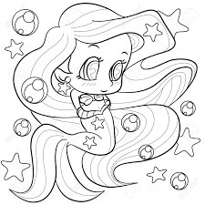 The kid will find his favorites on the animated cartoon coloring pages. Cute Cartoon Little Mermaid Coloring Page Under Water In The Sea Outline Of Cartoon Girl Mermaid Vector Illustration Coloring Book For Kids Royalty Free Cliparts Vectors And Stock Illustration Image 140809267
