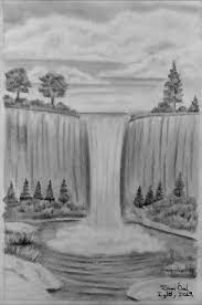 Waterfall drawing step by step with pencil / landscape sketch easy. Waterfall Drawing 16x24 Waterfall Drawing Landscape Pencil Drawings Waterfall Sketch