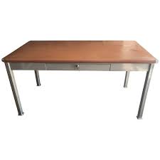 Midcentury Shaw Walker Tanker Desk With Linoleum Top And Steel Corner Bumpers From A Unique Collection Of Antique And Modern Tanker Desk Desk Table Furniture