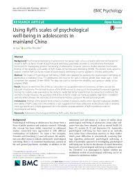 Pdf Using Ryff S Scales Of Psychological Well Being In Adolescents In Mainland China