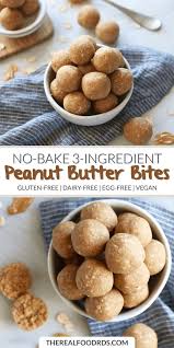 No Bake 3 Ingredient Peanut Butter Bites The Real Food Dietitians Recipe Dairy Free Snacks Peanut Butter Bites Vegan Snacks