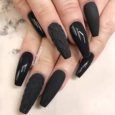 Shiny black acrylic nails designs. 50 Dramatic Black Acrylic Nail Designs To Keep Your Style On Point