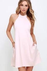 I Need A Hero Light Pink Halter Dress Light Pink Dress Cute Dresses Summer Dresses