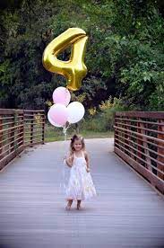 Kids Photography Birthday Pictures Nature 4th Birthday Birthday Girl Foil Ball Birthday Girl Pictures Birthday Party Photography Kids Birthday Photography