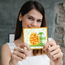 INFUNLY 2PCS Easter Stamps and Dies for Card Making Bunny Label Cutting Die  Egg Magic Clear Stamps Leaves Flower Rubber Stamps and Dies for Easter ...