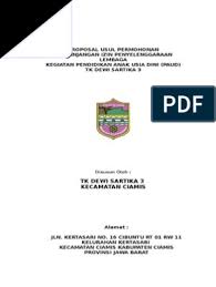 Akta kelahiran, ijazah (sd/smp/sma), buku nikah, atau surat baptis yang asli beserta fotokopian. Proposal Ijin Operasional Paud Coretan