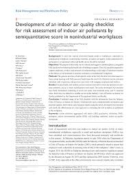 All content is posted anonymously by employees working at air quality assessors. Pdf Development Of An Indoor Air Quality Checklist For Risk Assessment Of Indoor Air Pollutants By Semiquantitative Score In Nonindustrial Workplaces