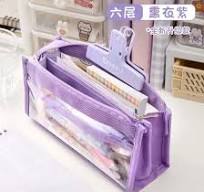 Multi Layered Stationery Storage Bag Polyester PVC Material Transparent  Design Students Pencil Case
