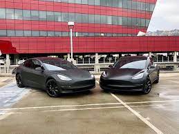 It's black and it looks matt but also a slight shine at the same time. T Sportline On Twitter The Original Model 3 Prototype Color Matte Black Vs Project Vader In Satin Black Which Color Would You Wrap Your Model 3 In Https T Co Kek9jbh3wc Https T Co Cwipfswstd