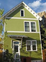 Darker Green At The Bottom Of The House With White Or Cream Trim Green Exterior House Colors Green House Exterior Exterior House Color