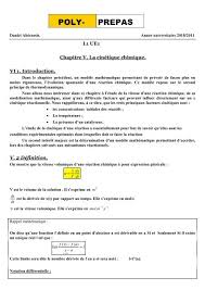 La vitesse volumique de réaction se calcule à chaque instant (état d'avancement du système chimique considéré), et sa valeur change au cours du temps. L1 Ue1 Cours La Cinetique Chimique Poly Prepas