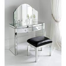 Southern enterprises wodri mirrored end table. Florence Mirrored Dressing Table Set