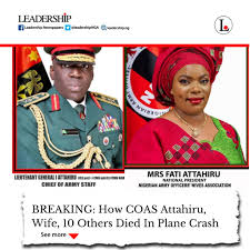 The chief of army staff (coas) or general officer commanding (goc) is the highest ranking military officer of the nigerian army. Hameed Bash S Tweet The News Of The Death Of The Chief Of Army Staff With His Wife And Others Is Truly Tragic May Allah Overlook All His Shortcomings And Accept His