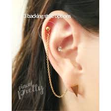 16g 20g Triangle Helix to Lobe chain earring, 316L Surgical Stainless  Steel, Helix chain earring, ear cartilage piercing chain jewelry