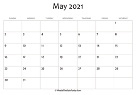 Just press the print button then you got a calendar. May 2021 Calendar Templates Whatisthedatetoday Com