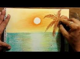 Color With Crayons Seaside Sunset Youtube Dry Pastel Drawings Pastel