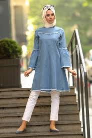 Nayla Collection Nayla Collection Volan Kol Mavi Tesettur Tunik 40470m Tesetturisland Com Tesettur Tunik Modelleri 2020 Tunic Style Hijab Fashion