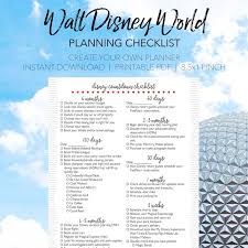 Disney World Planning Checklist Create Your Own Walt Disney Etsy Disney World Planning Disney Trip Planning Disney World Trip
