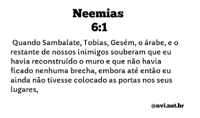 Não se entristeçam, porque a alegria do senhor os fortalecerá' Neemias 6 1 Biblia Nvi