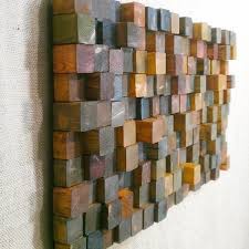 Modern Wall Decoration Patterns Created With Pixel Techniques And Wood Mosaic Wooden Wall Art Wood Diy Diy Wall