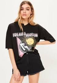 Black And Yellow Graphic Tee Womens Black Oversized Spliced Neon Graphic T Shirt Women Tops Online Womens Tops Graphic Tees Women