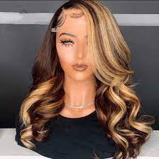 Gorgeous Honey Brown Blonde Highlight Color Loose Wave Closure Wig Easy Put On And Go Lace Closure Wig 10a Grad Blonde Highlights Wig Hairstyles Wig Styles