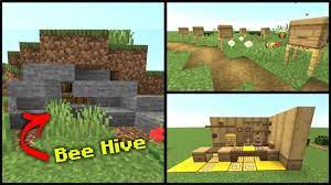 Bees bring pollen from flowers to the nest, which gradually fills it with honey in increments of 1 to 5. 10 Minecraft Bee Hive Bee Nest Build Hacks In 1 15 Youtube