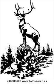 Black And White Deer Clipart Images Clipart Of Illustration Lineart Animal Elk Deer U16888683 Elk Silhouette Deer Stencil Silhouette Art