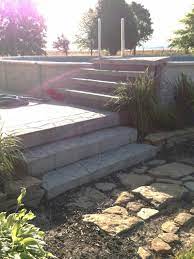 Above Ground Pool Patio Steps Done In Concrete Diy Cheaper Than Wood Form With Wood 2x4 Desired Shape Pour Concr Patio Steps Above Ground Pool Concrete Deck